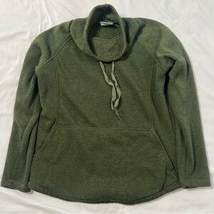 Columbia Fleece Womens Small Green Funnel Neck Long Sleeve Soft Pouch